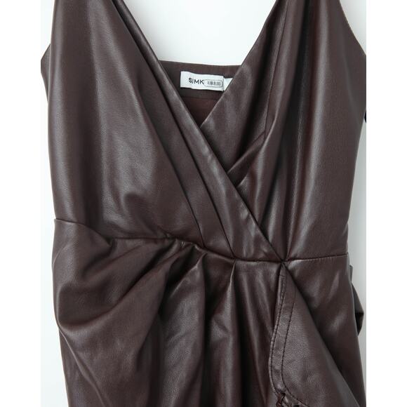 SIMKHAI Carkee Brown Faux Leather Fringe Dress Size 4 - Picture 7 of 9